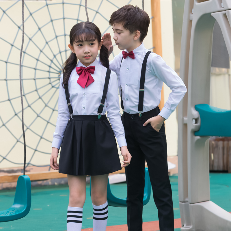 元旦儿童礼服套装幼儿园园服演出表演服装小学生大合唱男女背带裤
