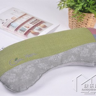 韩国砂洗棉U型颈椎荞麦枕头纳米管护颈椎单人PE软管助睡眠月牙
