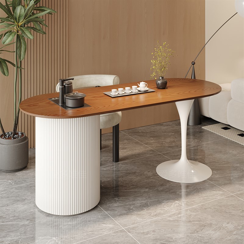 实木阳台茶桌椅组合泡茶桌书桌一体轻奢新款小型茶台烧水壶嵌入式