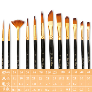 油画笔水彩水粉丙稀颜料排笔扇形毛笔美术生专用勾线笔刷全套工具