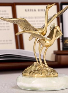 威弗列德纯铜仙鹤摆件比翼双飞家居客厅装饰品送闺蜜新婚结婚礼品