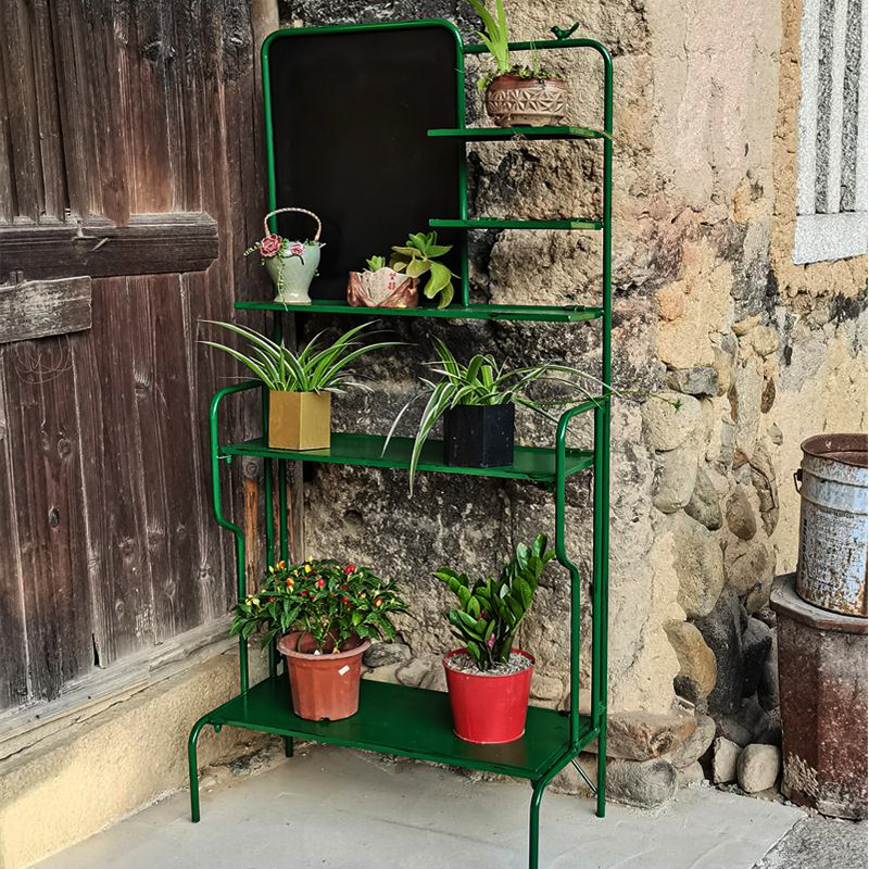复古做旧铁艺多层落地式可折叠花架书架置物架大容量收纳架花盆架