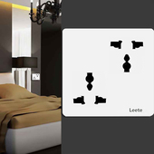 86型家用错位6六孔插座面板多孔墙壁暗装 10a三三插多功能万能插座