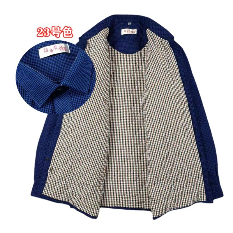 冬季新款加厚男士棉衬衣中老年爸爸装夹棉长袖衬衫宽松保暖亲肤感