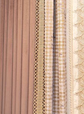 高端别墅轻奢卧室窗帘绒布胶印新款阳台遮光窗纱法式落地紫色拼接