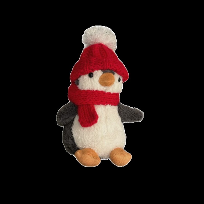 可爱呆萌小企鹅毛绒玩具手作毛线帽围巾花生企鹅公仔衣服帽子配饰