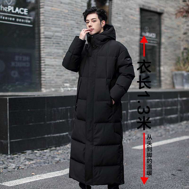 冬季超长款羽绒服男2021年新款加长加厚过膝连帽鹅绒服大衣外套男