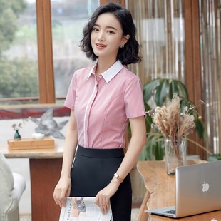 夏季酒店工作服短袖女餐厅服务员领班收银员衬衣职业前台经理制服