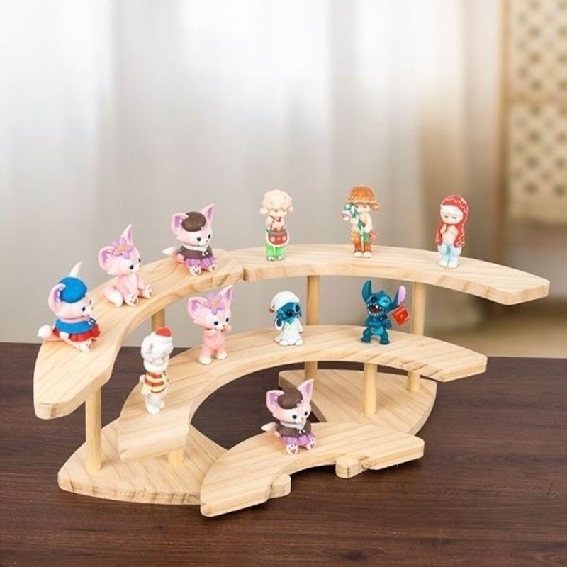 展示架实木桌面收纳架创意摆件木质化妆品手办茶具杯子多层置物架