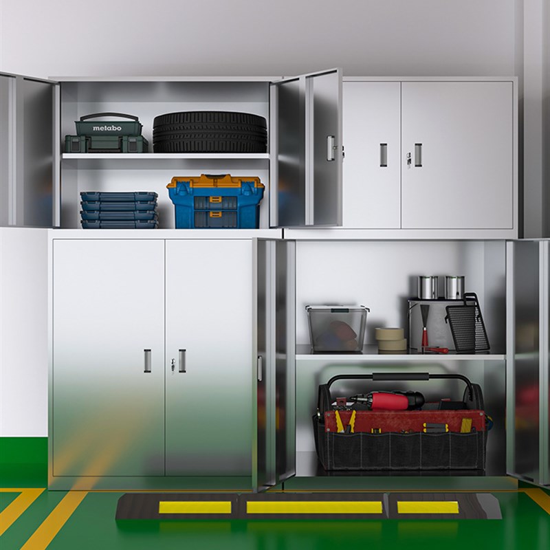 不锈钢车位储物柜地下车库重型工具杂物收纳柜防潮防锈存放柜带锁