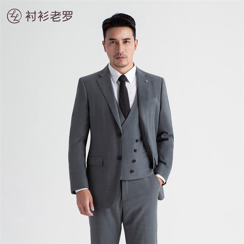 衬衫老罗总裁50羊毛半麻衬马甲秋冬新款西服内搭套装双排扣商务男