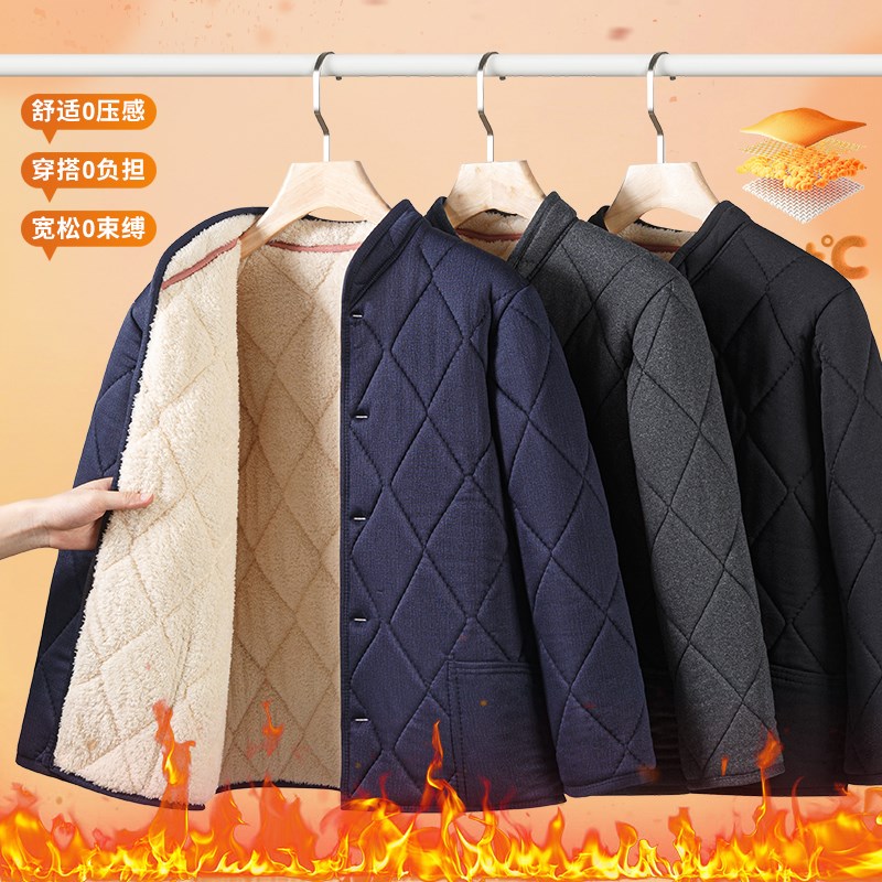 中老年棉衣男新款爸爸冬装保暖外套加绒加厚中年男士冬季夹克爷爷