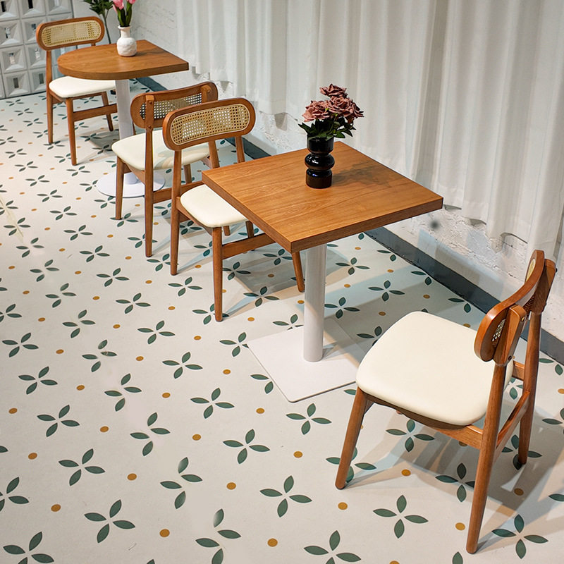 网红餐桌椅奶茶店茶餐厅甜品小吃店咖啡温馨休闲会所餐椅椅子组合