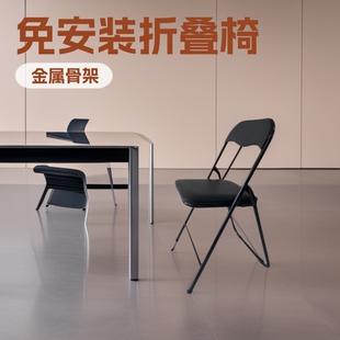 折叠椅免安装会议培训椅办公椅职员椅电脑椅高靠背转椅无扶手