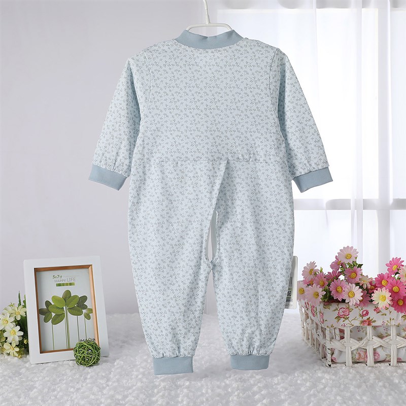 偶园婴儿连体衣纯棉双层男女宝宝衣服春秋款3-18个月开档哈衣爬服