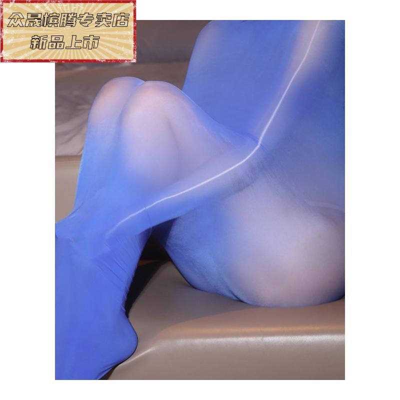 5D超薄油亮睡袋连体衣丝袜女油亮马油黑丝袜镜面油光大码无缝长筒