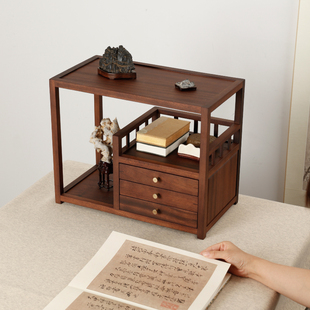 案头柜架 胡桃木多用层架置物 榫卯结构收多宝阁书架茶架文房四宝