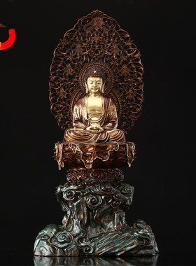 供奉华严三圣摆件文殊普贤佛像释迦牟尼佛纯铜切金文殊菩萨释迦佛