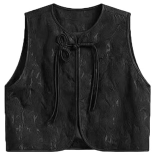 新中式提花黑色马甲背心女2025夏季新款洋气国风百搭淑女气质文艺