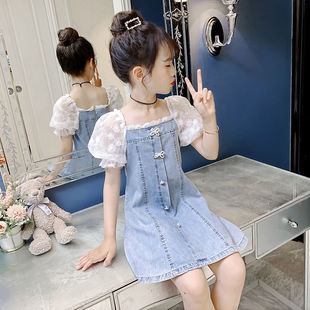 女童連衣裙夏裝 新款 裙子童裝 女 兒童牛仔裙中大童公主裙2021年夏季