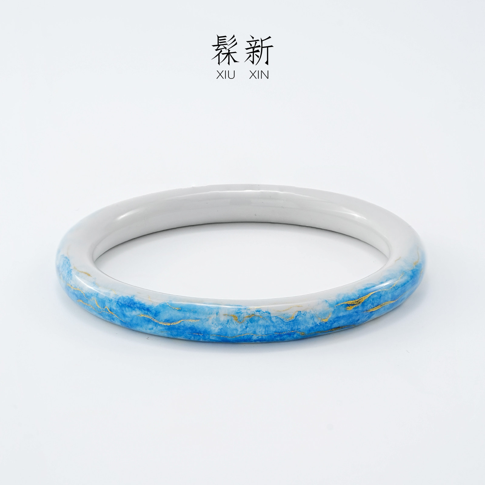 大漆手镯天然漆器女士鎏渲冰河非遗国潮风饰品漆器定制送礼佳品