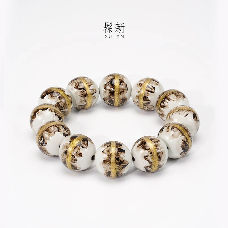 髹新国风水墨画古法手串非遗技艺