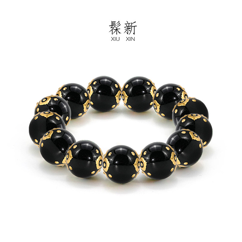 髹新天然大漆珠金手串