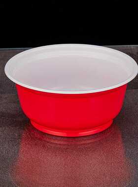 500ml加厚大碗一次性塑料红碗聚餐喜庆碗家用餐具结婚喜事20只装