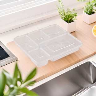 四格一次性餐盒透明加厚pp塑料盒子五格微波炉加热打包盒