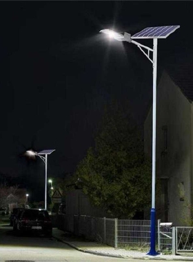 太阳能路灯6米A字臂海螺臂LED锂电池100W金豆4米太阳能庭院灯