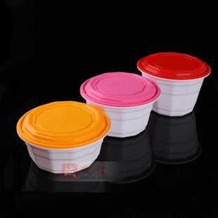 OQ5M一次性加厚1250/1500/1750塑料防盗锁扣餐盒圆形外卖打包碗