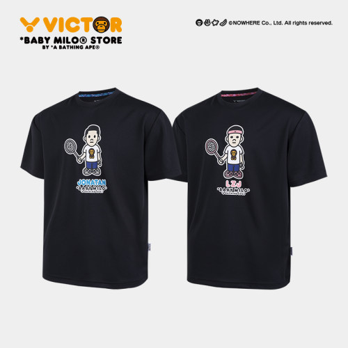 威克多VICTOR胜利羽毛球服BABY MILO联名系列透气速干短袖515BM