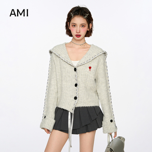 高级感穿搭上衣 复古毛衣女初春春新百搭针织开衫 AMI官方 2026美式