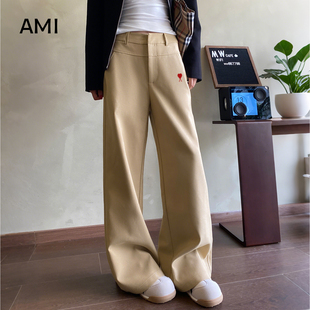 卡其阔腿裤 裤 女春初春新款 显瘦西装 休闲 高腰垂感窄版 AMI官方美式