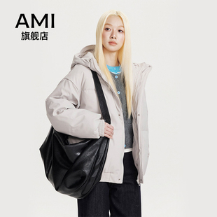 新款 耳朵连帽棉服女2025冬季 保暖小棉袄短外套 旗舰店美式 AMI女装