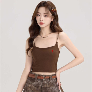 AMI官方旗舰店美式咖色吊带背心女夏潮牌正品内搭美背无袖上衣带