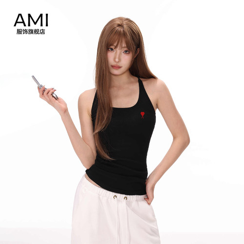 AMI 2025美式黑色吊带工字背心女夏季正品辣妹修身内搭外穿上衣