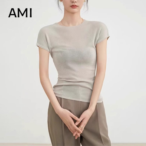 AMI官方旗舰店美式高级感短袖t恤女夏季新款正品修身显瘦小个子上