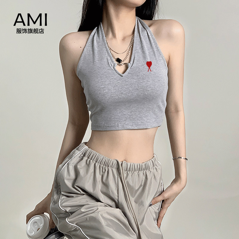 AMI官方 2026美式黑色挂脖抹胸吊带背心女夏季潮牌正品外穿辣妹上