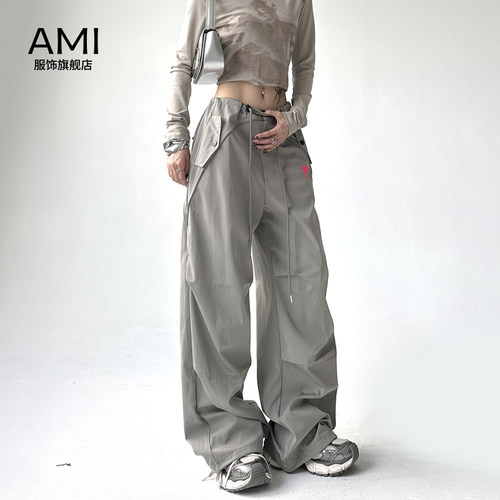 AMI官方 2026美式高街工装裤女夏新款潮牌正品宽松休闲阔腿长裤
