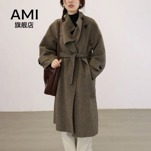 AMI女装法式慵懒设计感小众双面羊绒大衣外套女2026秋冬高级感