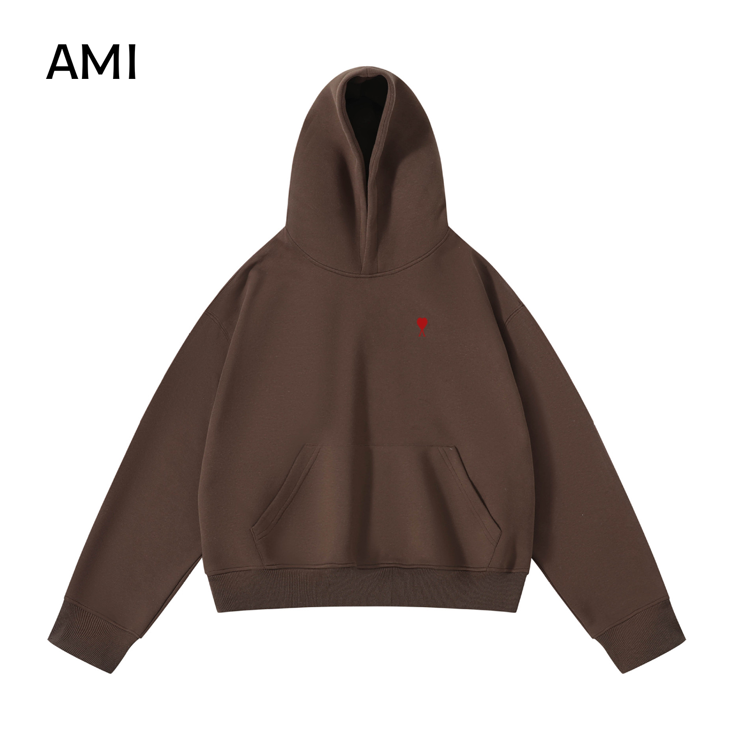 AMI2025美式冬秋新款连帽卫衣男女款潮牌宽松休闲简约短款上衣