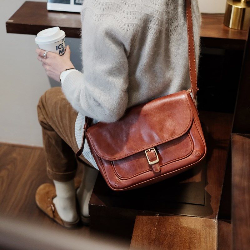 葱木 小众宝藏 高级感植鞣牛皮质感复古斜挎小方包宽肩带工装单肩,箱包皮具/热销女包/男包,小方包,淘宝优惠券,粉丝福利购,淘宝优惠卷