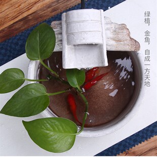创意鱼缸加湿循环流动水生财时来运转运桌面小型招财现代简约摆件