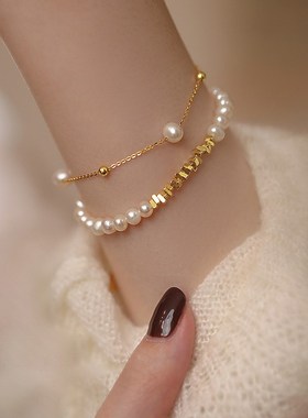 碎银几两天然淡水珍m珠手链女生小众高级感奢华串珠不掉色手饰手