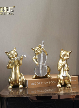 美式轻奢猫乐队软装饰品摆设 创意客厅电视酒柜书T房间办公室摆件