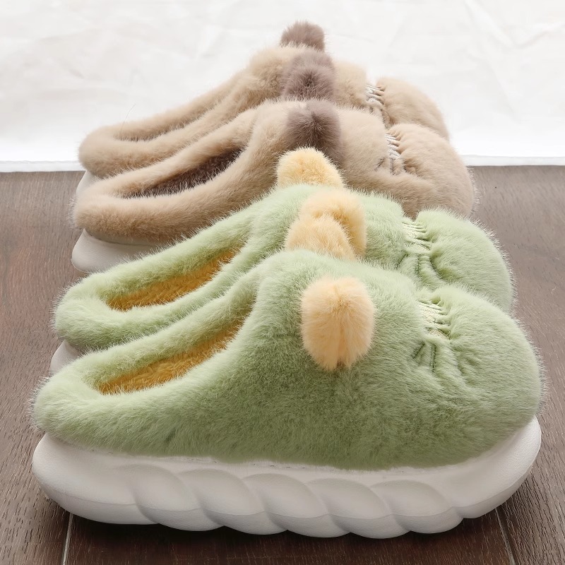棉拖鞋女士冬g季2024新款室内家居可爱防滑厚底保暖毛绒拖鞋秋冬