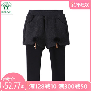 女宝宝打底裤冬装加绒加厚三岁女童秋冬款裙裤儿童假两件小童裤子