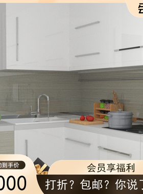 钢琴烤漆门板  不锈钢整体厨柜定做D 欧式石英石台面定制 以旧换