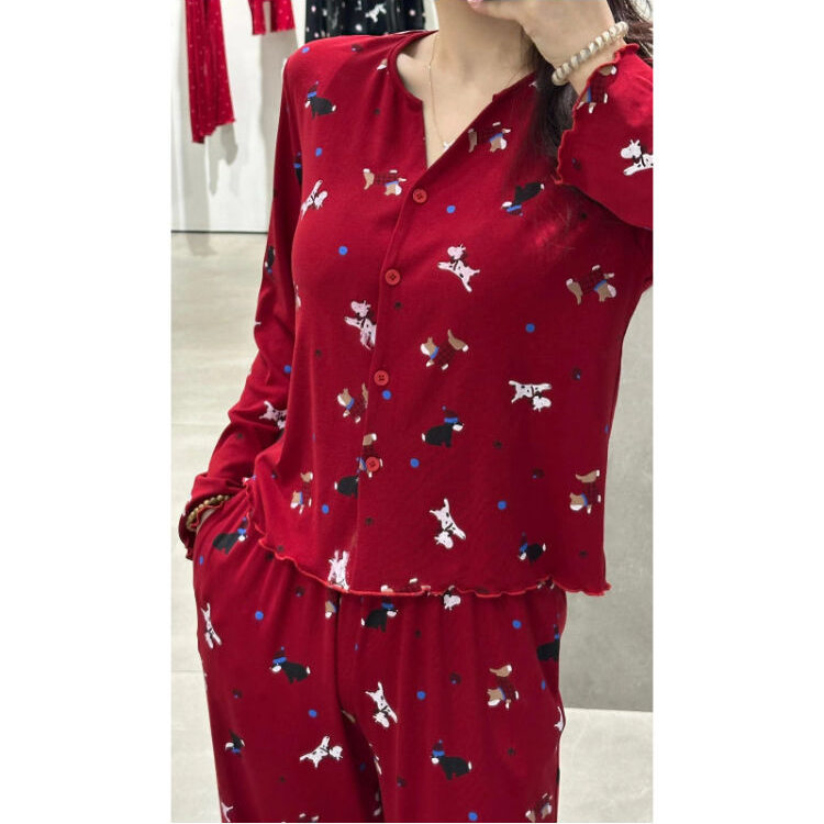 莫代尔女长袖睡衣套装可外穿